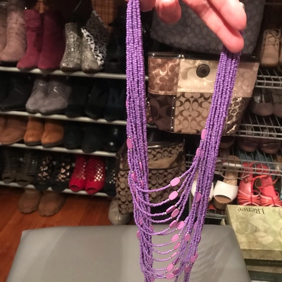 Purple beaded necklace - Picture 2 of 3